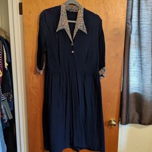 1940's navy and paisley dress